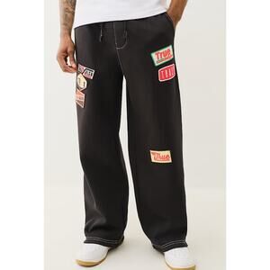 New True Religion Men's Patch Big T Baggy Sweatpants, Black Size XL
